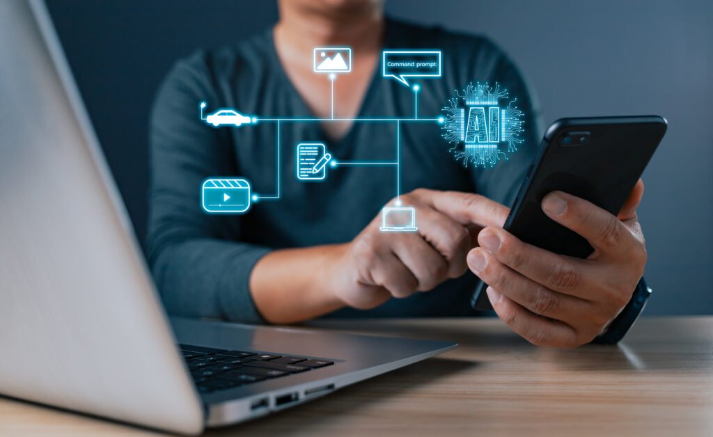 artificial intelligence generates technology concept. a person u