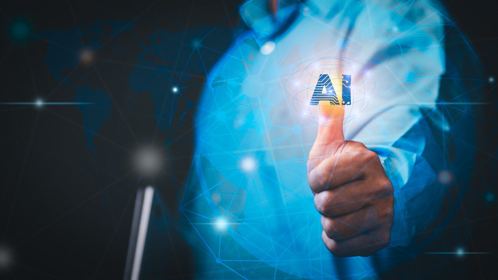 businessman connects ai intelligent brain network through innova