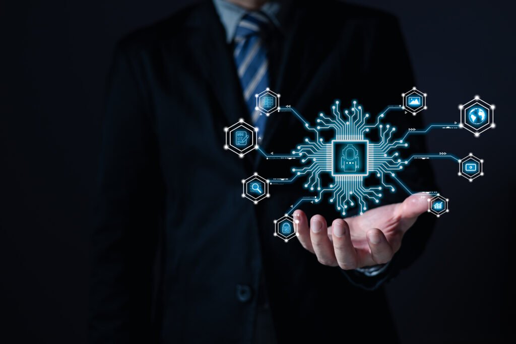 a person touch ai chip.new technology big data and business proc