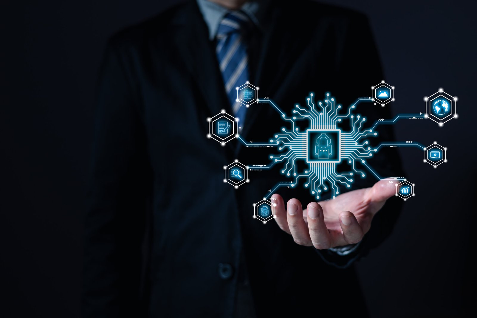 a person touch ai chip.new technology big data and business proc