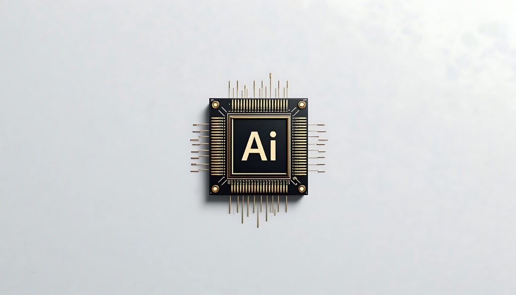 futuristic ai chip on white background. cpu. artificial intellig