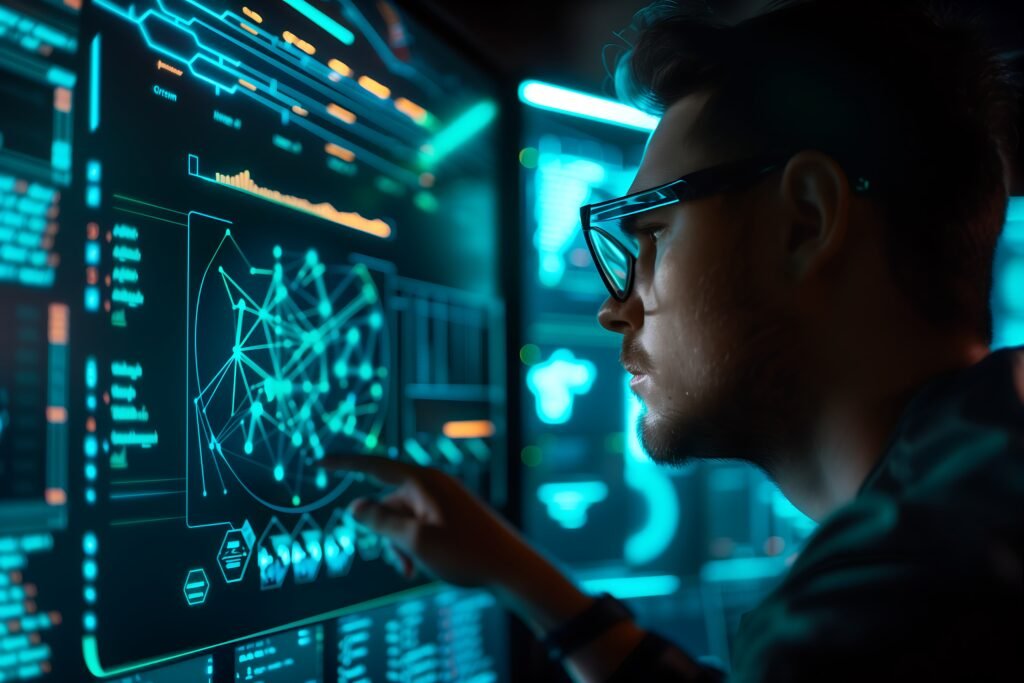 vecteezy futuristic data scientist analyzing digital interface with 72665977