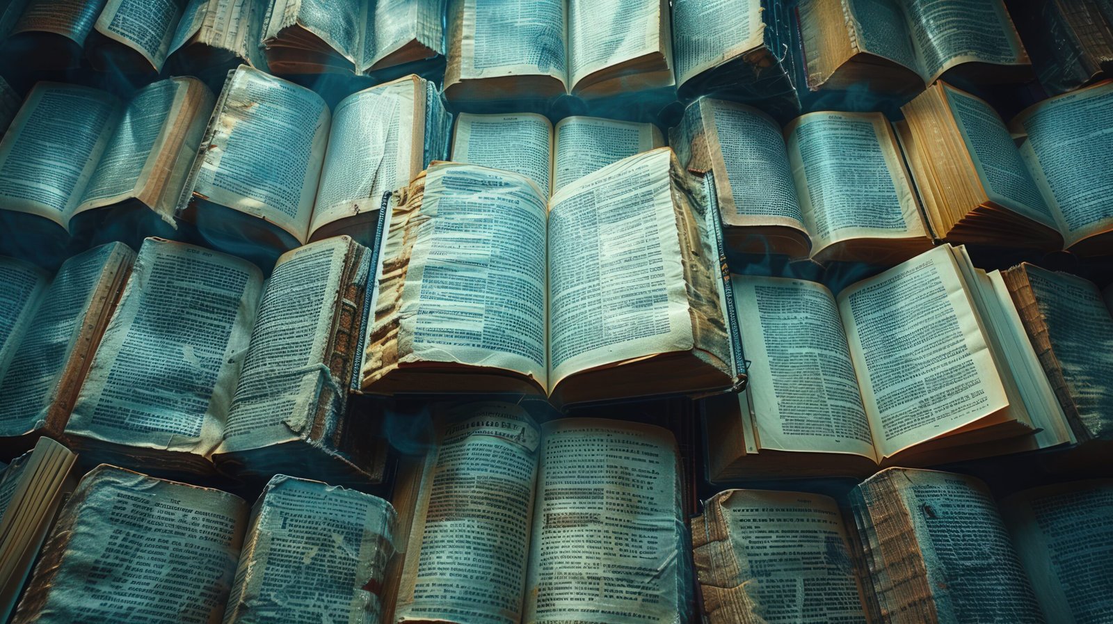 pile of vintage books with worn pages and antique covers for educational and historical background